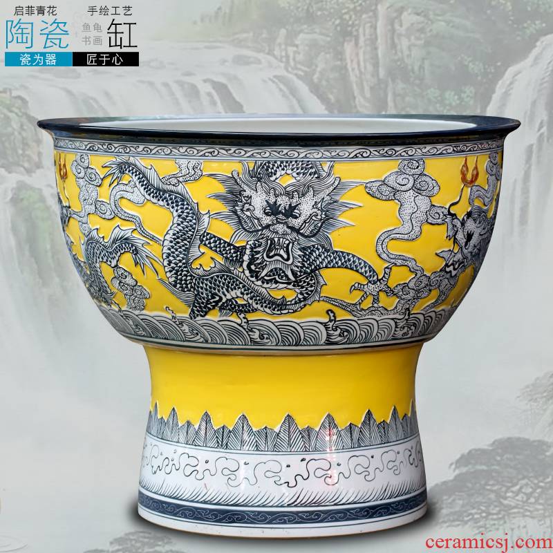 Jingdezhen color glaze its dragon design ceramic aquarium home sitting room courtyard hall floor furnishing articles ornaments