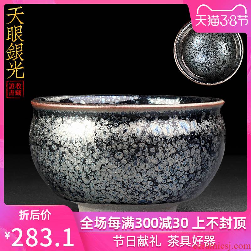 Iron tire building large lamp cup single master cup tea tea cup up temmoku can support his family with ceramic bowl