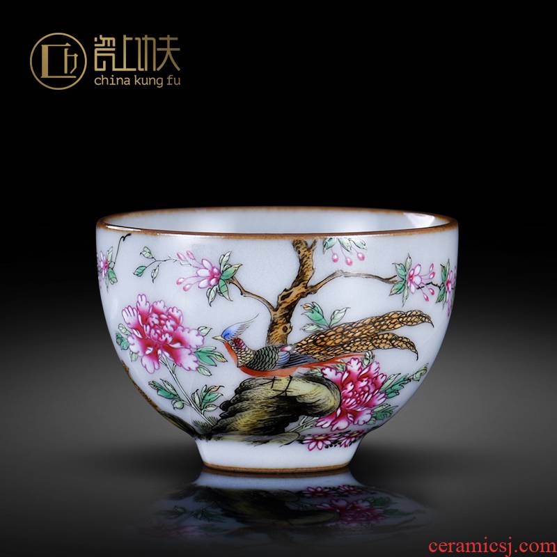 Your up with jingdezhen ceramic sample tea cup kung fu tea cup colored enamel hand - made master cup single CPU individual customization