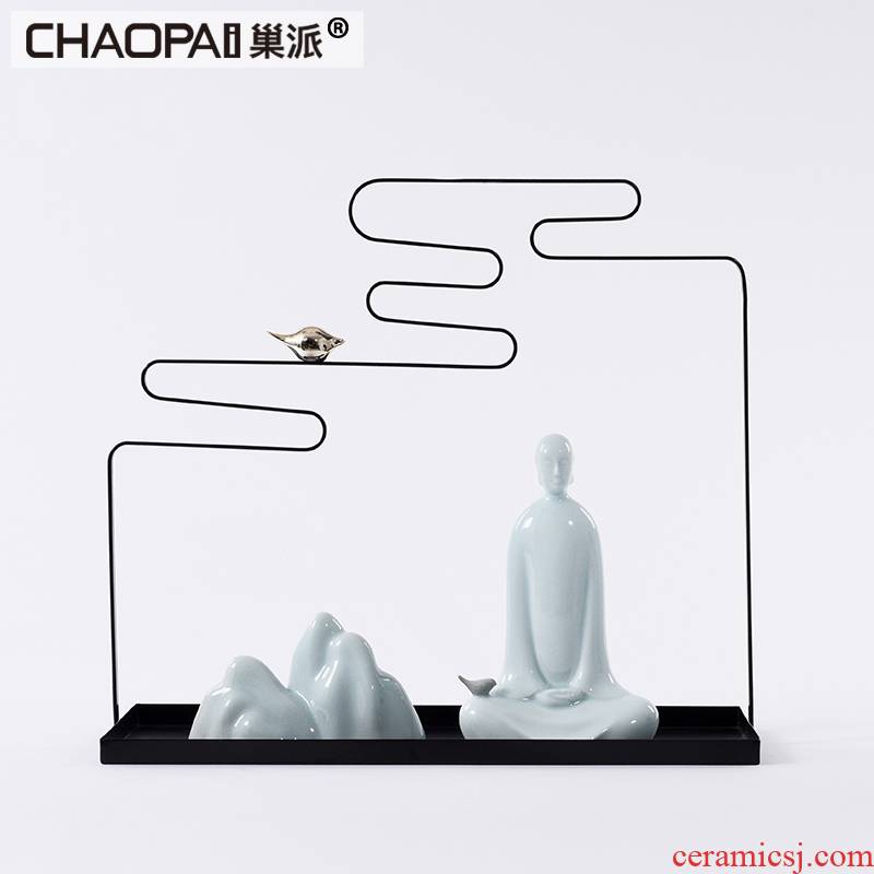 Imitation jade zen meditation meditation ceramics characters furnishing articles of new Chinese style tea room porch ark that take, feel and ornaments