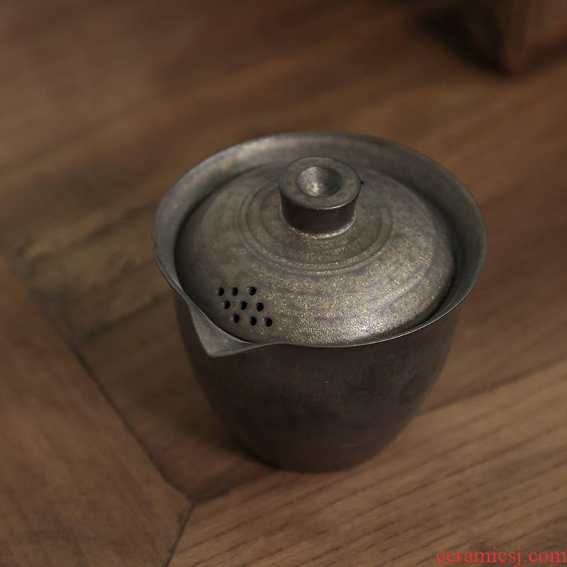 Japanese undressed ore iron glaze hand grasp the teapot lid bowl of coarse pottery cups kung fu tea set ceramic teapot household trumpet