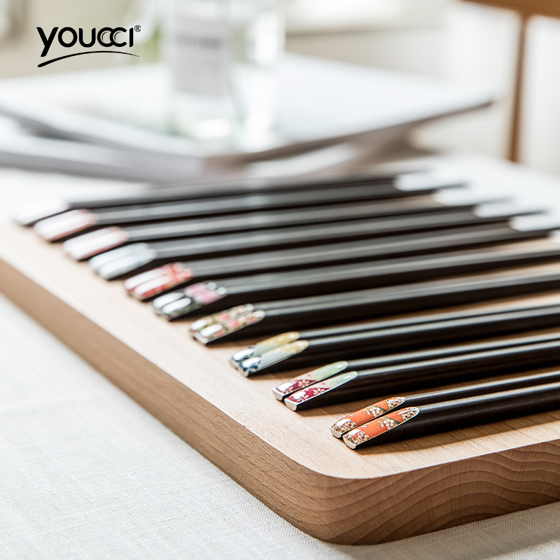 Youcci porcelain household leisurely cherry wooden chopsticks single suit with a pair of Japanese creative move tableware chopsticks