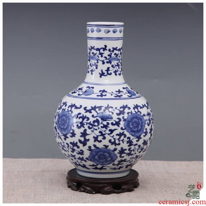 Jingdezhen ceramics antique blue and white porcelain vase modern home sitting room adornment handicraft furnishing articles