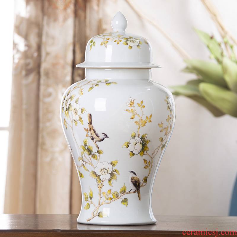 Jingdezhen ceramic general white pot vase furnishing articles large Chinese style living room dry flower flower arranging rich ancient frame ornaments