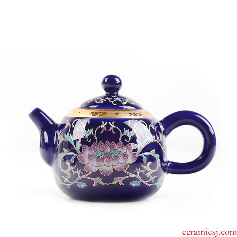 Jingdezhen colored enamel see kung fu tea set ceramic teapot household pure manual single pot teapot little teapot