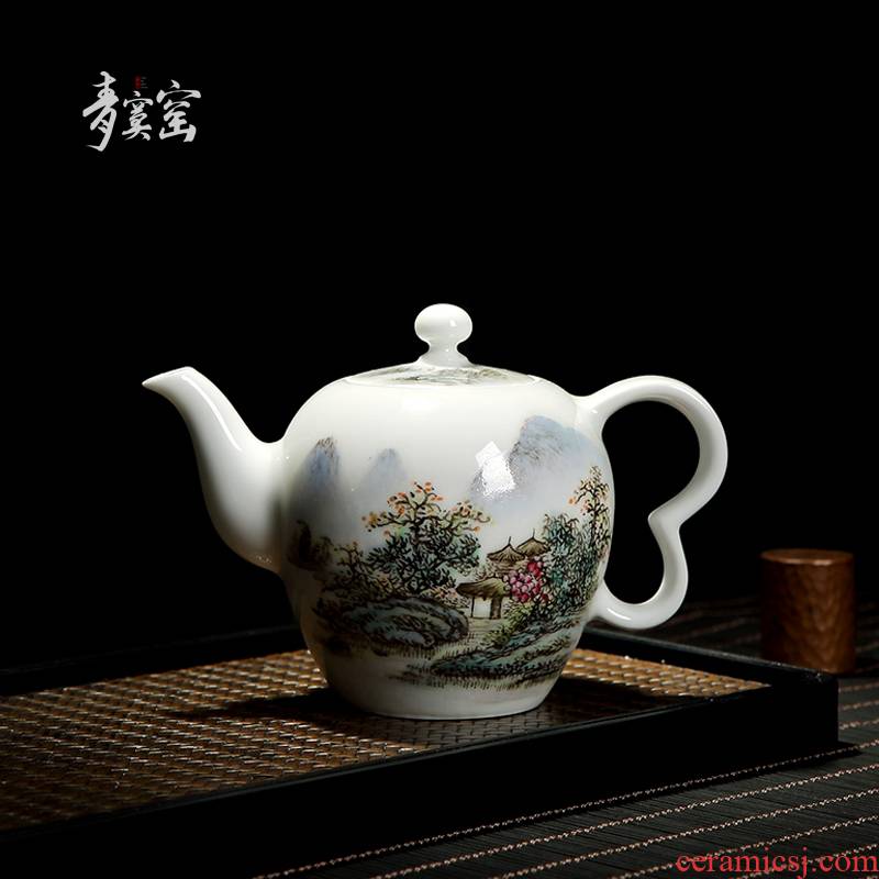 Up with jingdezhen ceramic teapot pastel blue was hand - made single pot, household utensils kung fu large teapot by hand