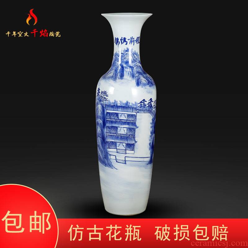 Jingdezhen ceramics of large blue and white porcelain vase the opened flower arranging hotel furnishing articles hand - made splendid sunvo sitting room