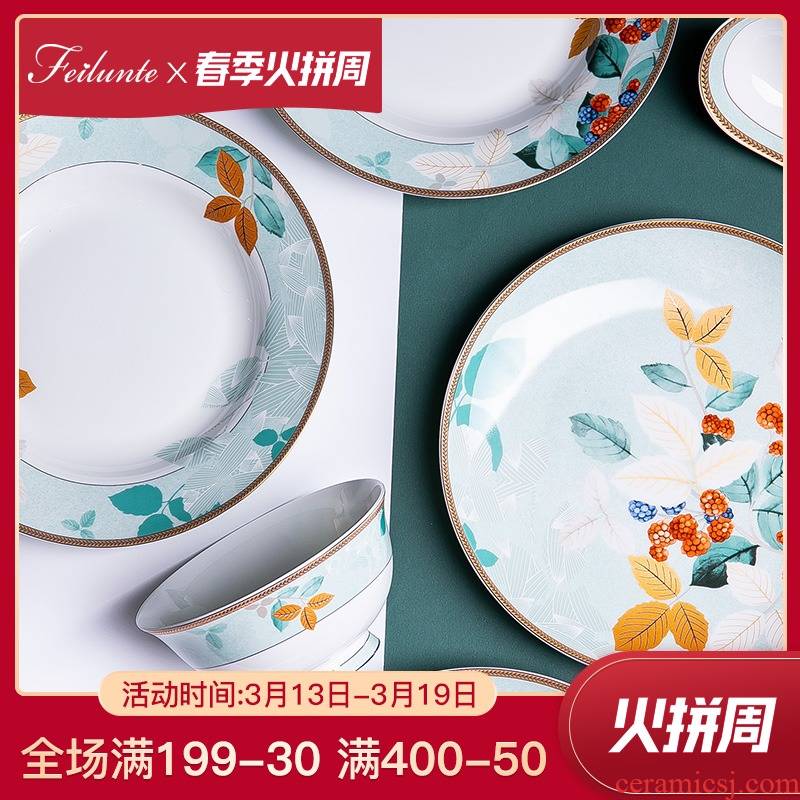 The Fijian trent dishes suit household Chinese jingdezhen ceramic tableware suit individuality creative ceramic dishes combination