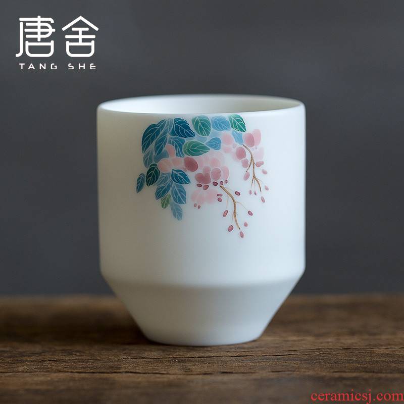 Tang s hand made white porcelain large - sized ceramic kung fu masters cup sample tea cup single straight glass cup home drinking tea
