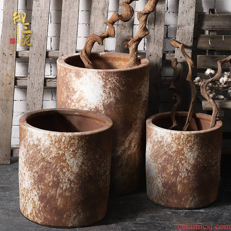 Large vase courtyard ceramic VAT landing tank flowerpot tank yard villa coarse pottery jars to restore ancient ways
