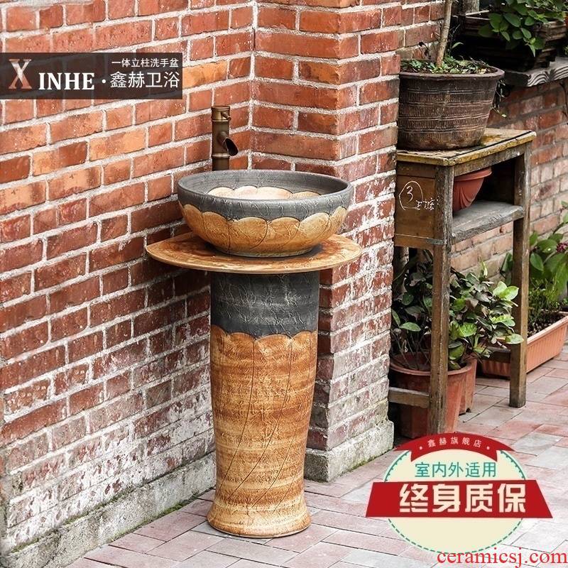 Lavabo ceramic basin of pillar type column household balcony toilet stage basin basin retro art commode