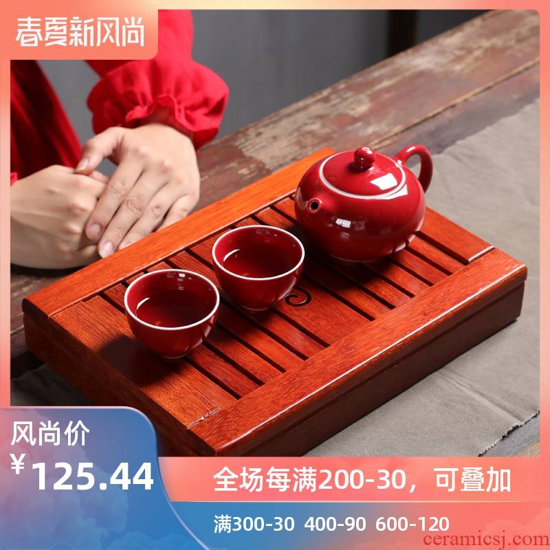 Poly real (sheng ji red kung fu tea set ceramic household tureen teapot teacup tea tray to crack a pot of two cups of tea