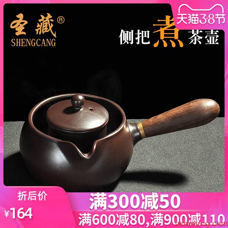 St hidden retro coarse pottery teapot ebony side against the single pot hot filtering tank kung fu tea tea ware