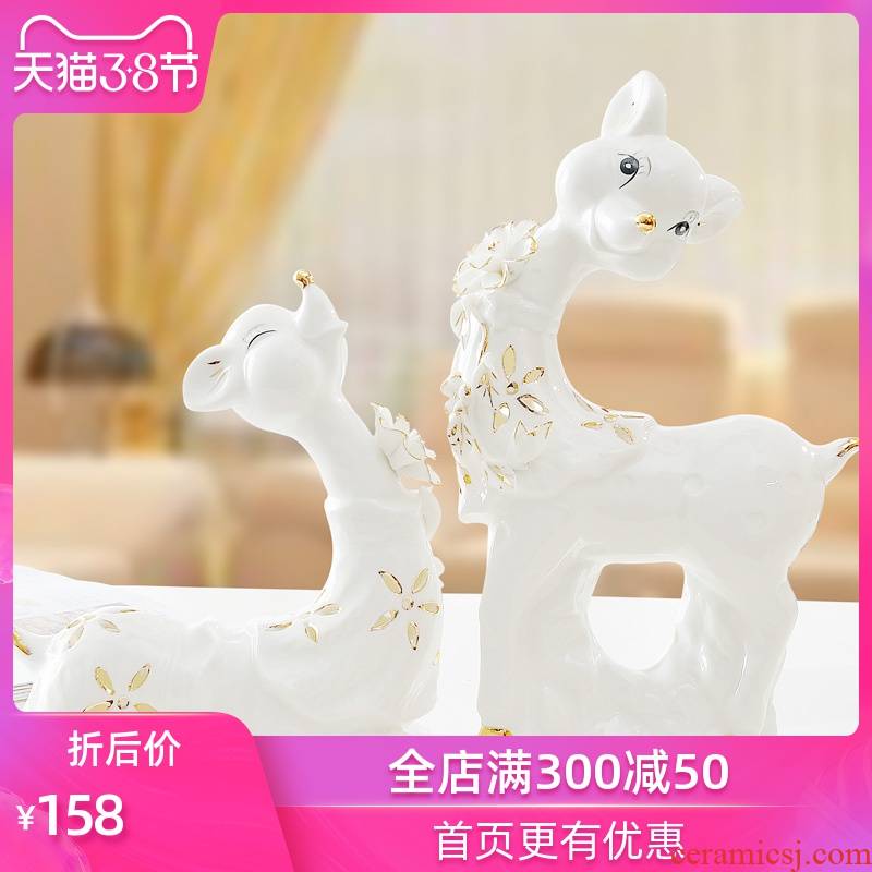 The Sequence of the strong ceramic handicraft wedding gifts creative furnishing articles TV ark adornment new home decoration paint sika deer