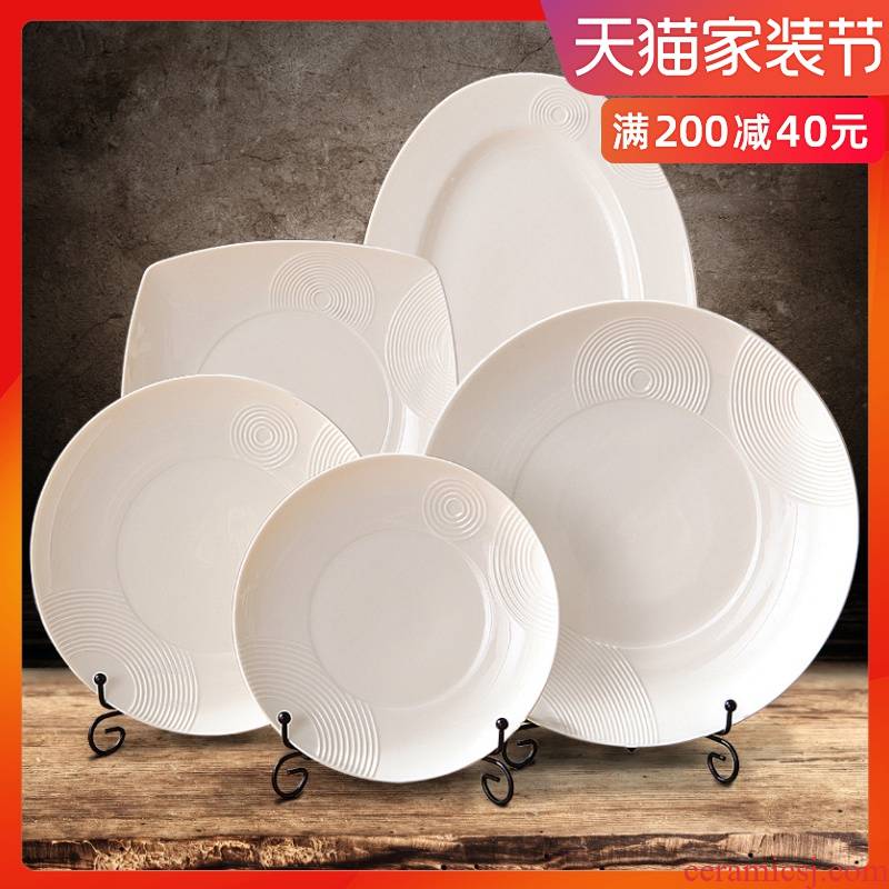 0 home white ceramic plate tableware the creative sheng hotel steak dinner plate round fish dish dish dish