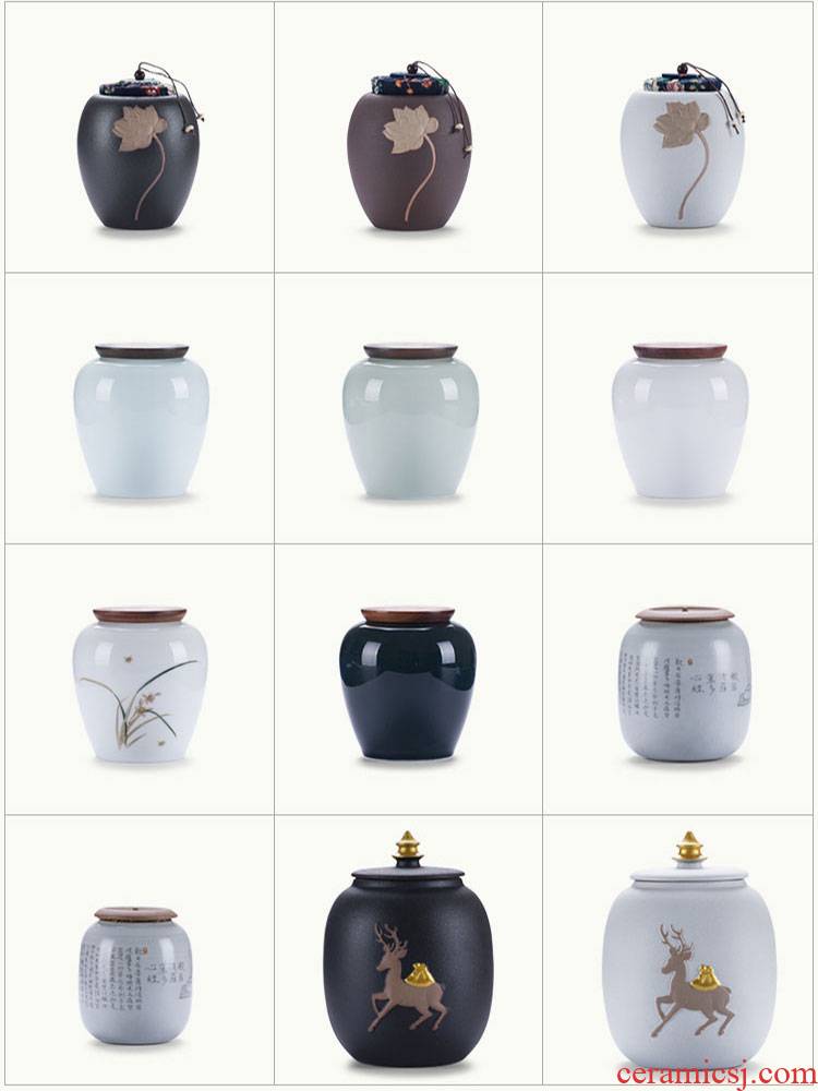 Jingdezhen ceramic tea caddy fixings household deposit sealing small POTS kung fu tea pot size small storage tanks