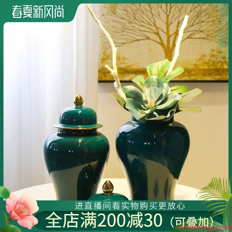 Jingdezhen ceramic flower vases of new Chinese style living room TV ark, home furnishing articles table simulation flower art