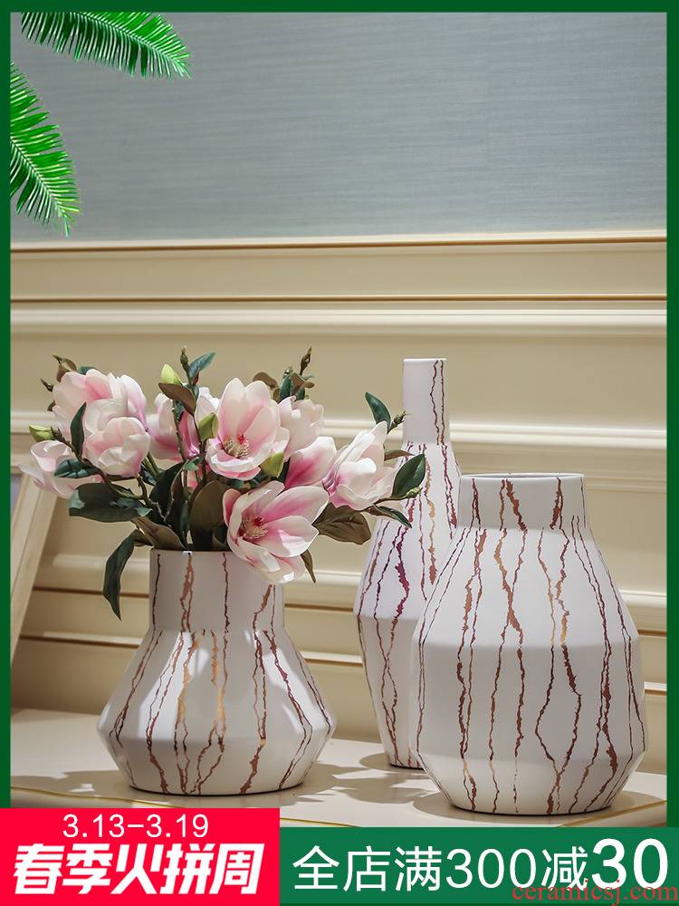 Jingdezhen ceramic vase decoration light key-2 luxury the mock up room a flower arrangement sitting room porch European new Chinese style table vase