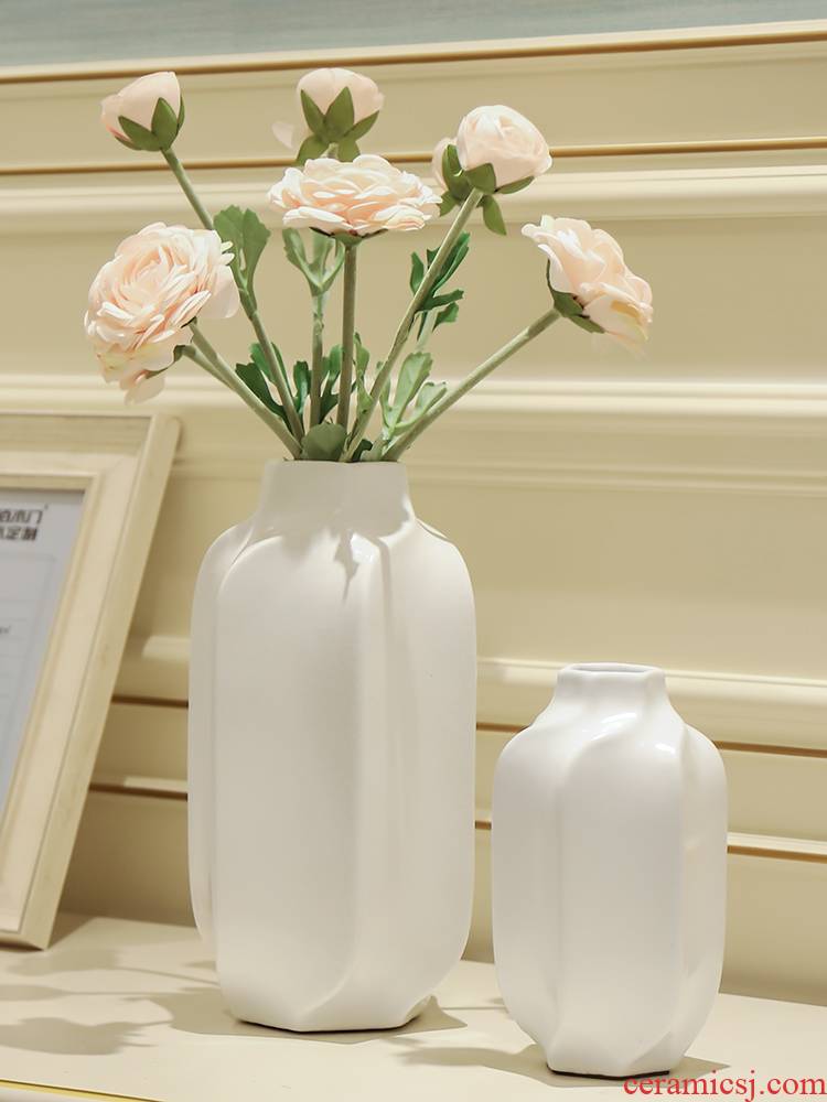 New Chinese style originality ceramic sitting room dining - room desktop simulation study vase floral soft adornment ornament