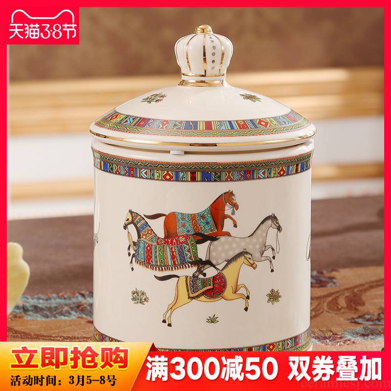 European ceramic storage tank candy jar caddy fixings decoration box receive a case of dried fruit snacks pot sitting room tea table furnishing articles