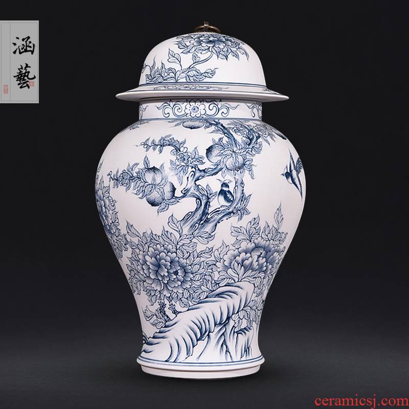 Hand - made porcelain of jingdezhen ceramics unglazed pot vase peony cultivars (general furnishing articles of the new Chinese style sitting room adornment