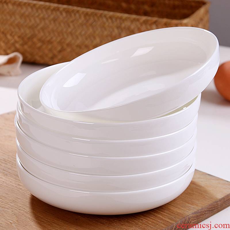 Household 6 only nest dish meal ceramic soup plate suit dish dish dish dish pure white plate ipads China deep dish