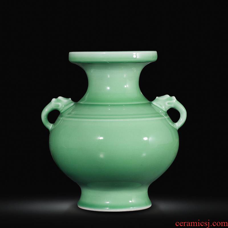 Jingdezhen ceramics antique vase manual carve shadow green rich ancient frame wine sitting room adornment home furnishing articles