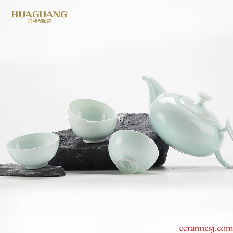 Uh guano countries porcelain Chinese celadon kung fu tea set ting feng cui hills office home small set of four people gift boxes