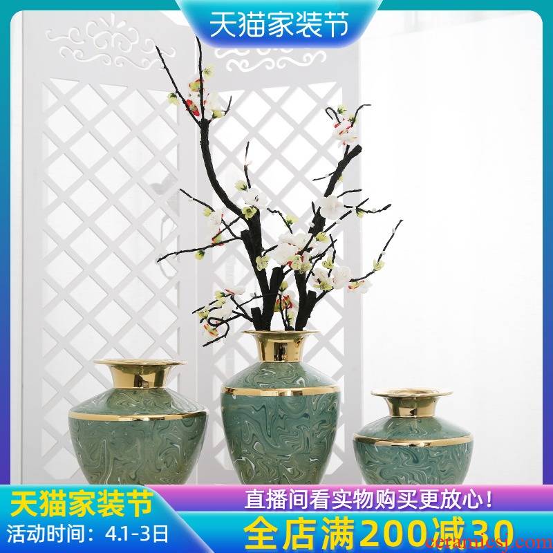 Jingdezhen new Chinese style decoration furnishing articles suit example room living room TV cabinet mesa porch vases, flower decoration