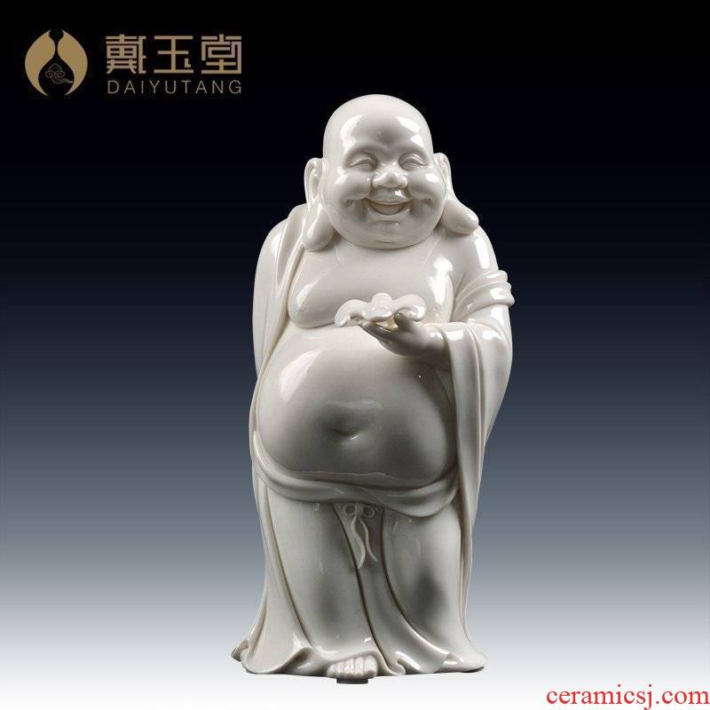 Yutang dai dehua white porcelain ceramic laughing Buddha furnishing articles study ancient frame decoration/fortune maitreya shelf