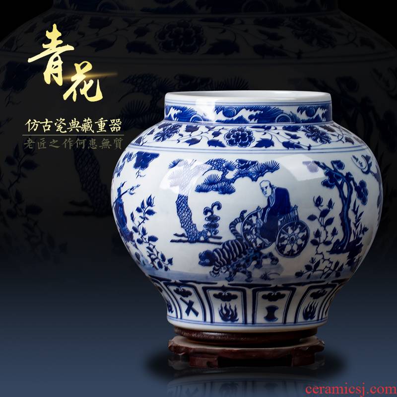 Antique blue - and - white ceramics furnishing articles archaize yuan blue and white porcelain guiguzi vase porch penjing collection office