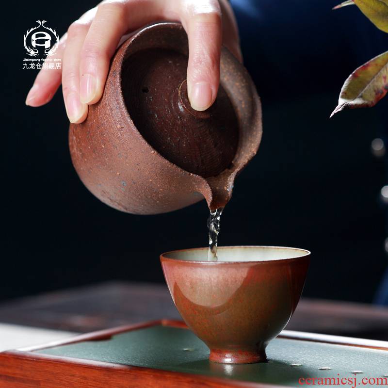 DH jingdezhen retro teapot kung fu tea set simple manual coarse pottery teapot filtering household maintain hand grasp pot