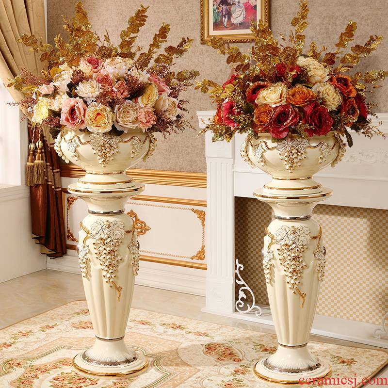 Key-2 Luxury European - style sitting room of large vase furnishing articles ceramic TV ark, dry flower arranging flowers large. Home decoration