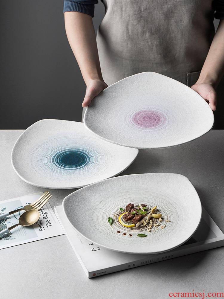 European contracted ceramics steak hotel restaurant dish hand - made plate household food dish plates art plates