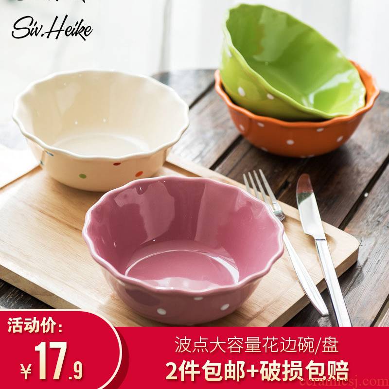 Wave point ins household creative lovely European large ceramic bowl dish bowl mercifully rainbow such as bowl bowl bowl of soup bowl of tableware