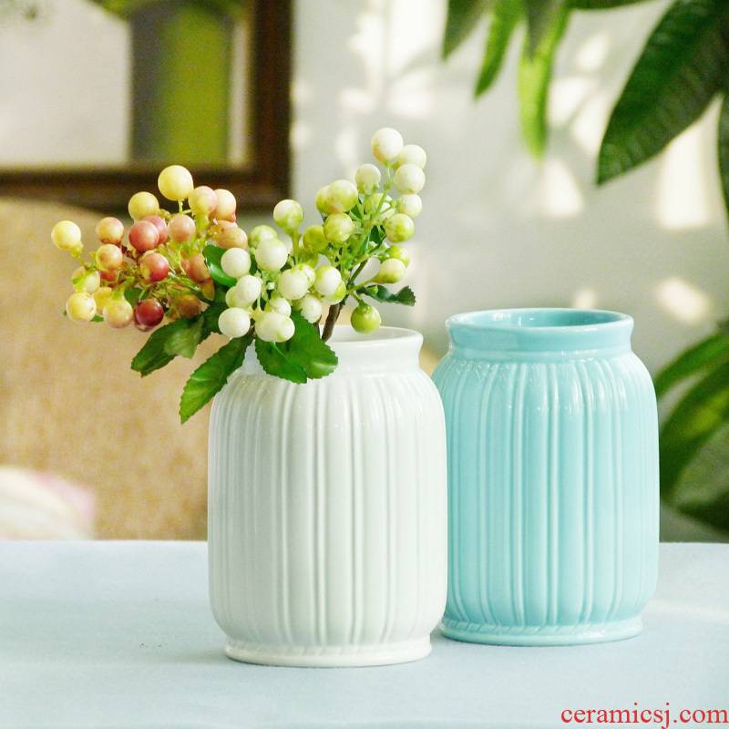 Jingdezhen dried flower vase furnishing articles ceramic household small pure and fresh and contracted sitting room table flower arranging all over the sky star vase
