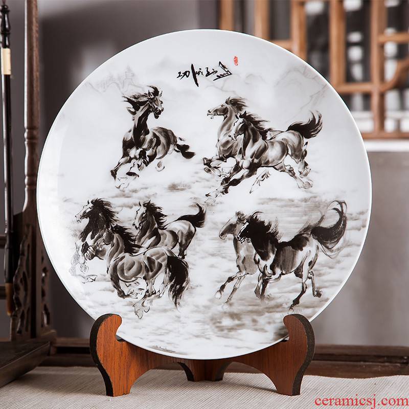 Jingdezhen ceramics furnishing articles to sit home decoration plate of Chinese arts and crafts wine sitting room porch decoration plate