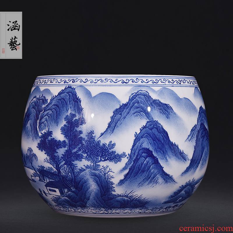 Jingdezhen ceramics hand - made porcelain family aquarium fish sitting room adornment handicraft furnishing articles of the new Chinese style in the mountains