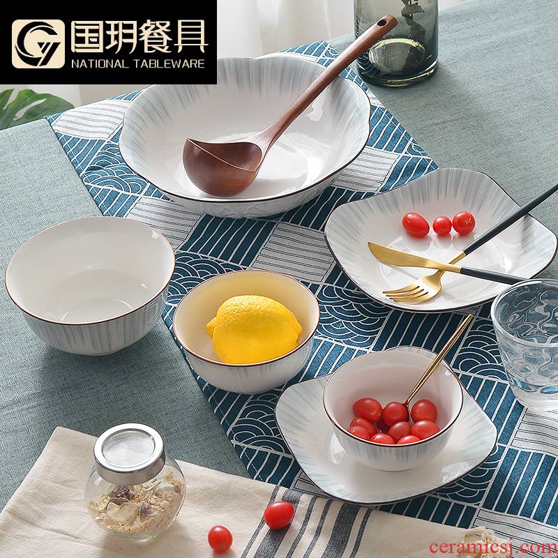 Tangshan ceramics - glazed in dinner suit household 0 northern wind to eat the rainbow such as bowl bowl dishes suit