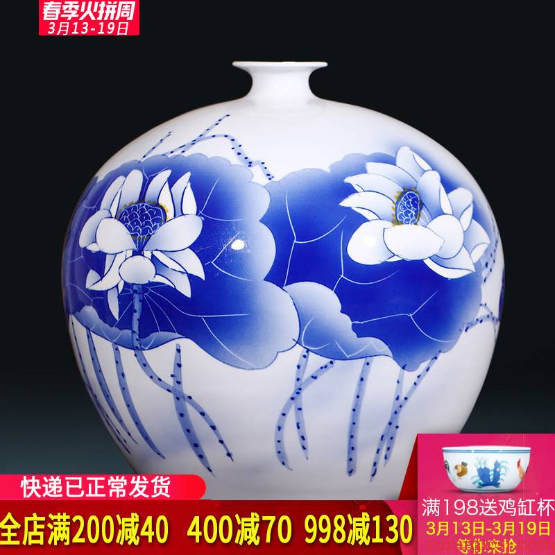 Jingdezhen porcelain ceramics famous master Wu Wenhan hand - made blooming flowers vase sitting room home furnishing articles