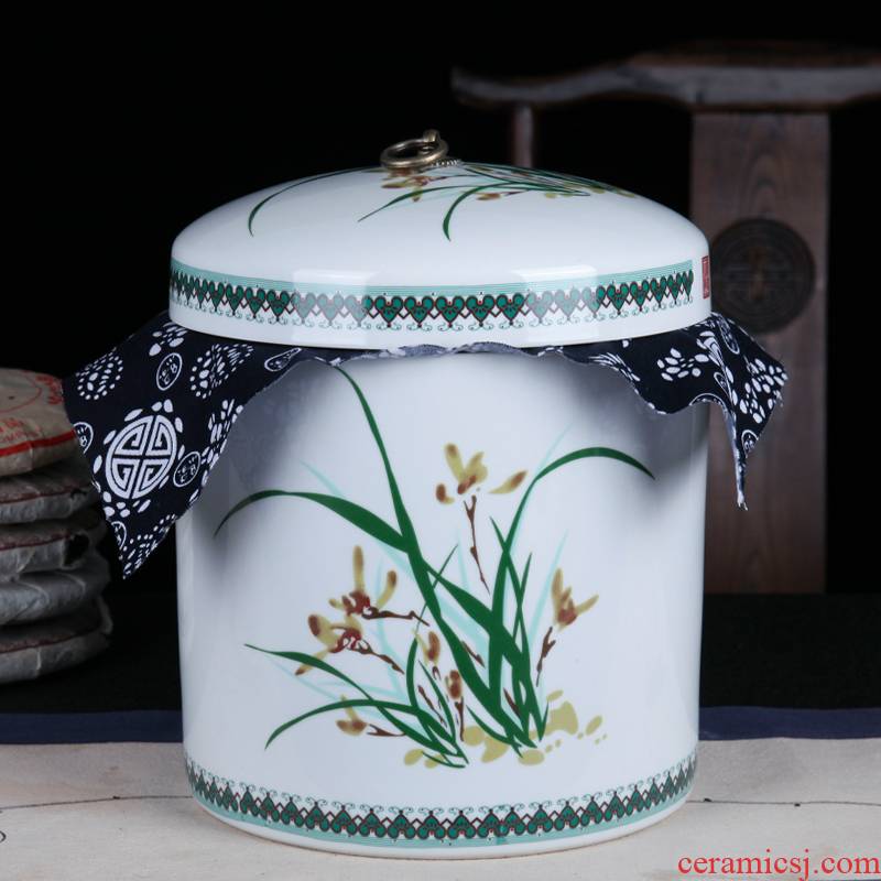 Jingdezhen ceramic cake tea cake, the seventh, peulthai the large tea caddy fixings household box seal pot