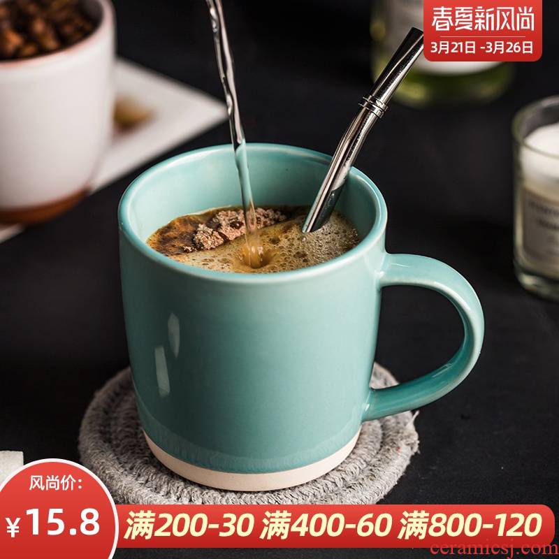 European simple ceramic cup new tide mark cup high - capacity household glass coffee cup cup move
