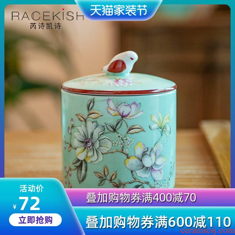 American receive a jar of new Chinese style ceramic famille rose the receive storage tank sitting room tea table desktop furnishing articles home decoration