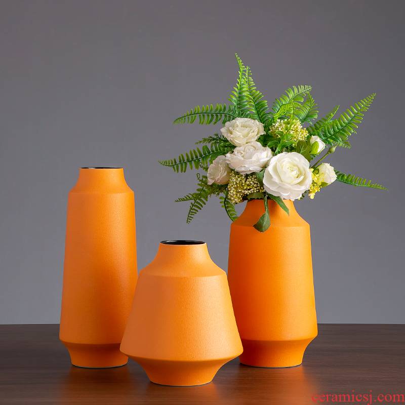 Morandi color ceramic vase furnishing articles Nordic TV ark, wine household contracted dry flower arranging flowers sitting room decorations