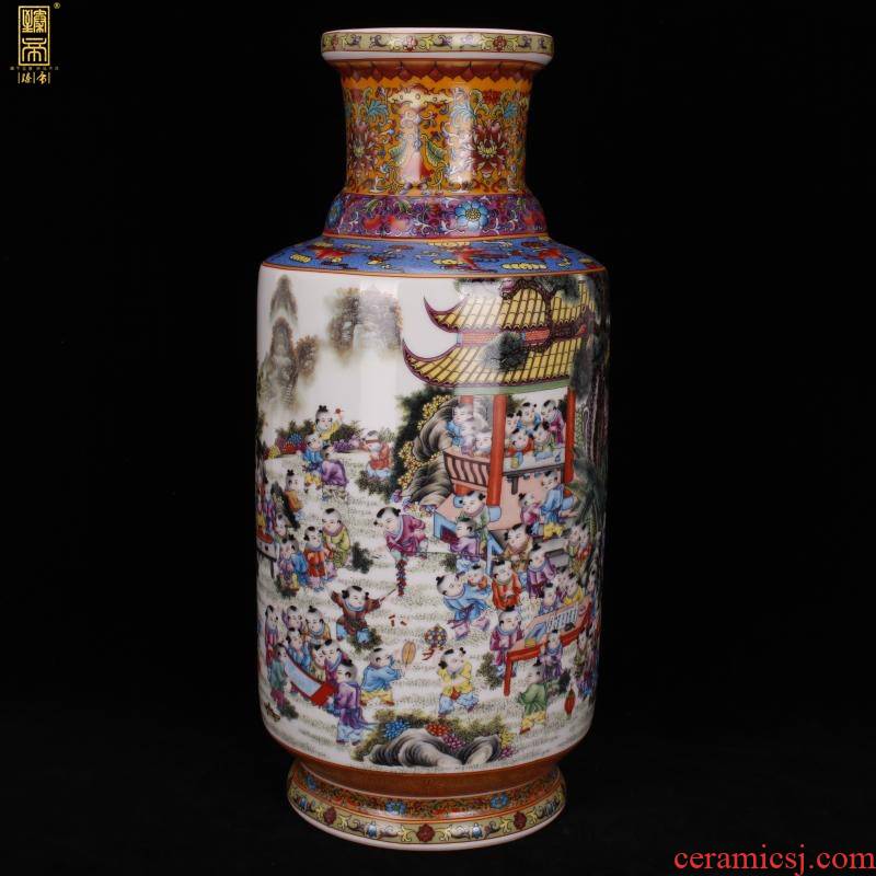 Jingdezhen imitation enamel qianlong years antique vase pastel figure show the ancient philosophers bottles of Chinese antique porcelain furnishing articles