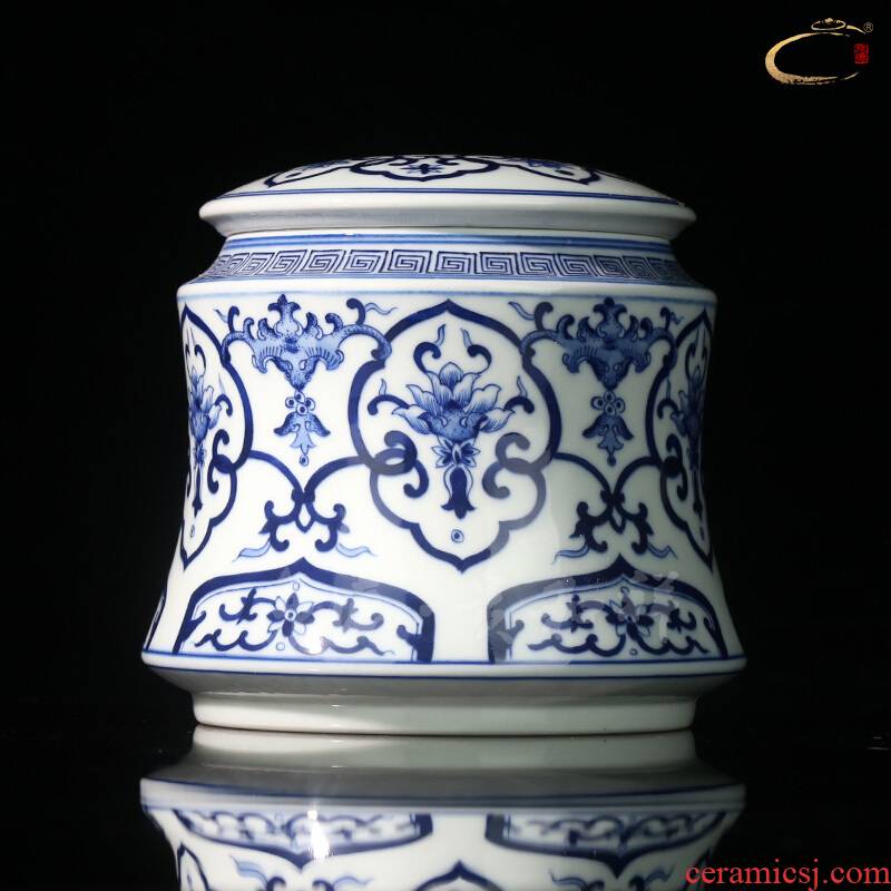 Beijing DE and auspicious full checking gift box the tea tins of jingdezhen hand - made ceramic open hall bat tea pot