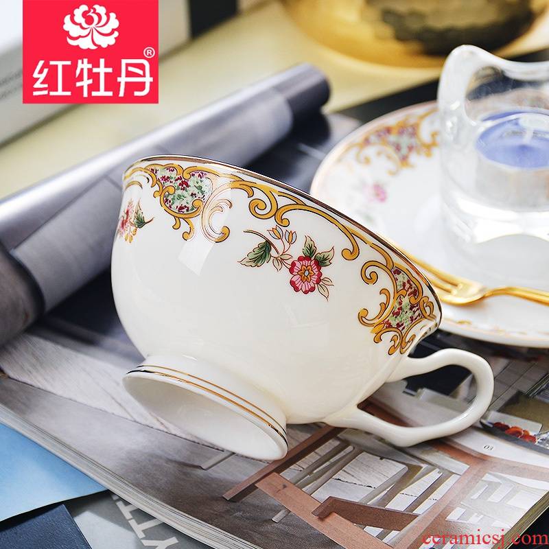 Red peony tangshan coffee cup small key-2 luxury European cups and saucers teaspoons of three - piece suit individual ipads China tea cup