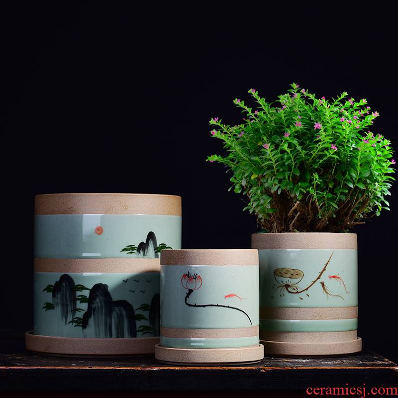 Celadon hand - made ceramic large clearance of household bracketplant rich tree the plants potted meat meat meat more money plant orchid pot