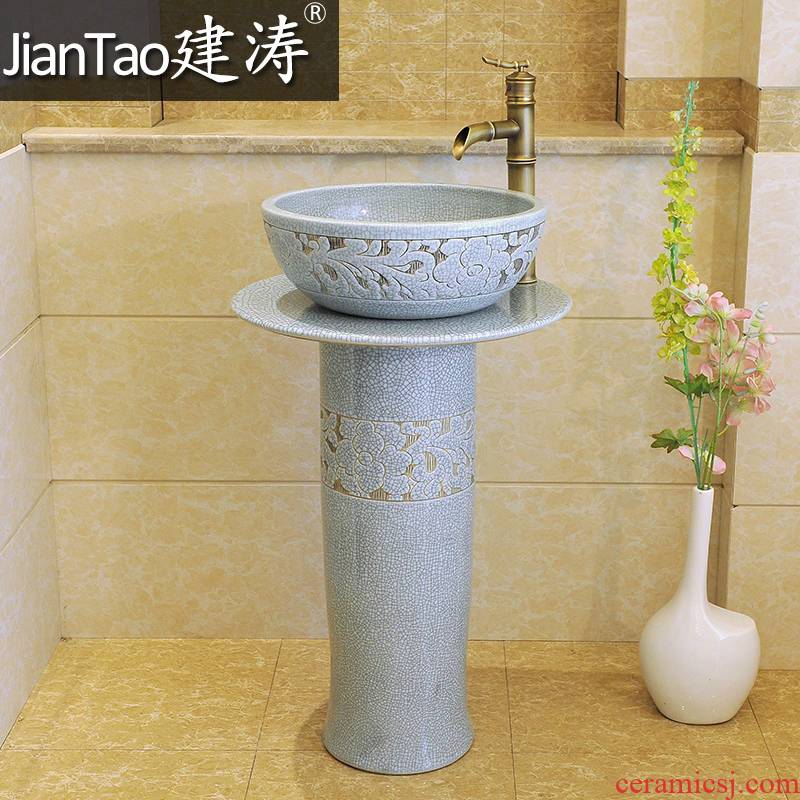 Jingdezhen ceramic lavabo floor pillar type lavatory basin to the pool that wash a face one column combination sink