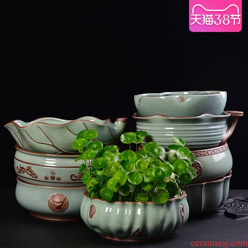 Creative elder brother up on refers to flower pot ceramic retro nonporous large hydroponic the plants potted copper grass flower pot